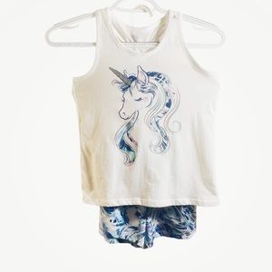 NWT Graphic Unicorn Knot Back Tank Top Matching Set - Size M